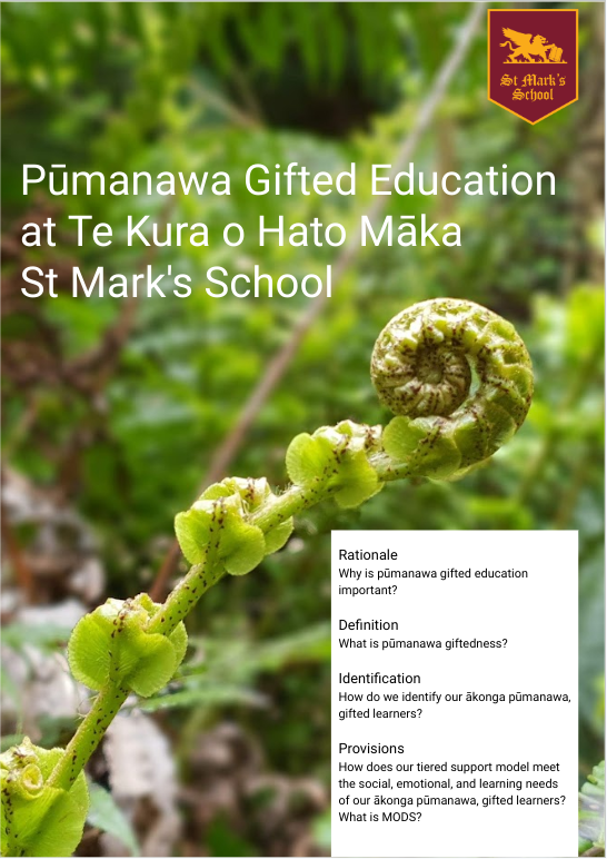 Pūmanawa Giftedness at Te Kura o Hato Māka St Mark's School